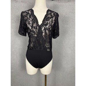Avidlove Women's Lace Bodysuit Lingerie Deep V Neck Bodysuit Black Medium NWT's